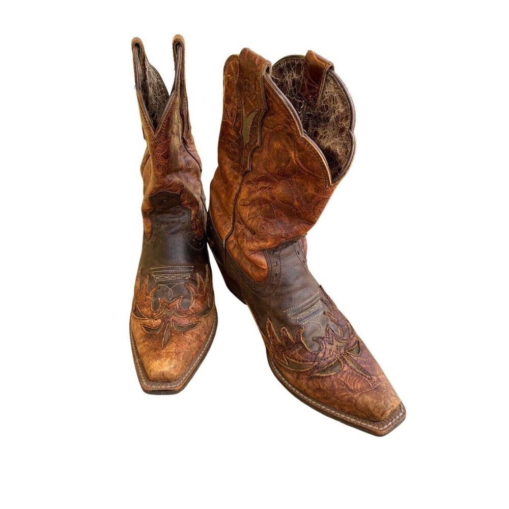 Ariat Dahlia Whisky Brown Leather Cowgirl Western Boots Floral Snip Toe Size 8B